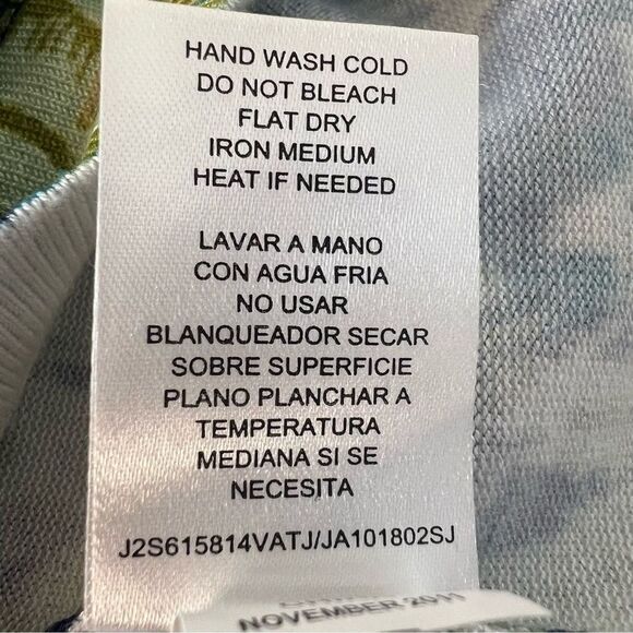 Joseph A Silk Cardigan Sweater Womens Small Blue Green Abstract Artsy 3/4 Sleeve - Picture 5 of 5